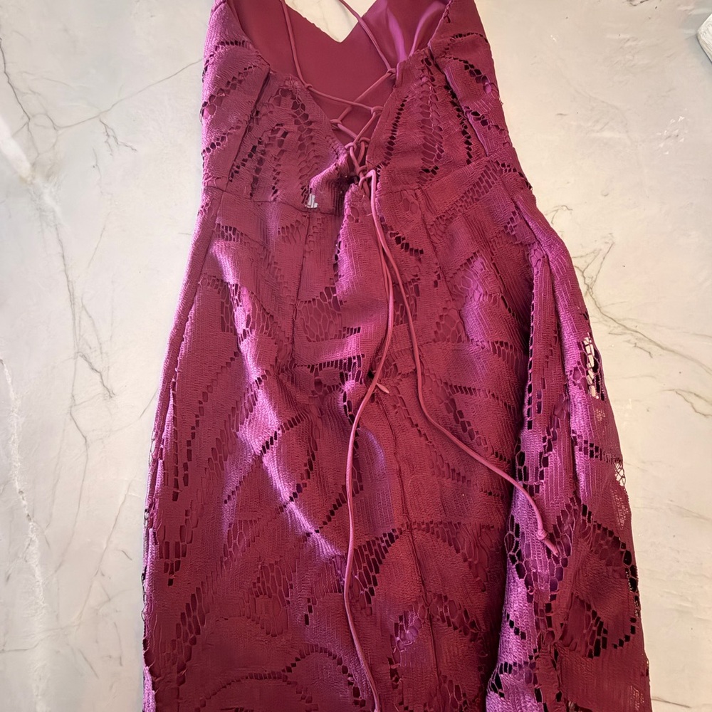 Forcast Backless Lace Dress in Deep Pink